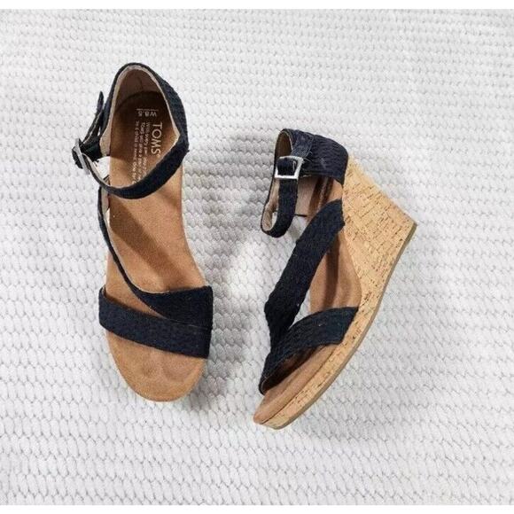 Toms Shoes - Toms Shoes Womens 8.5 Wedge Heel Sandal Dark Blue